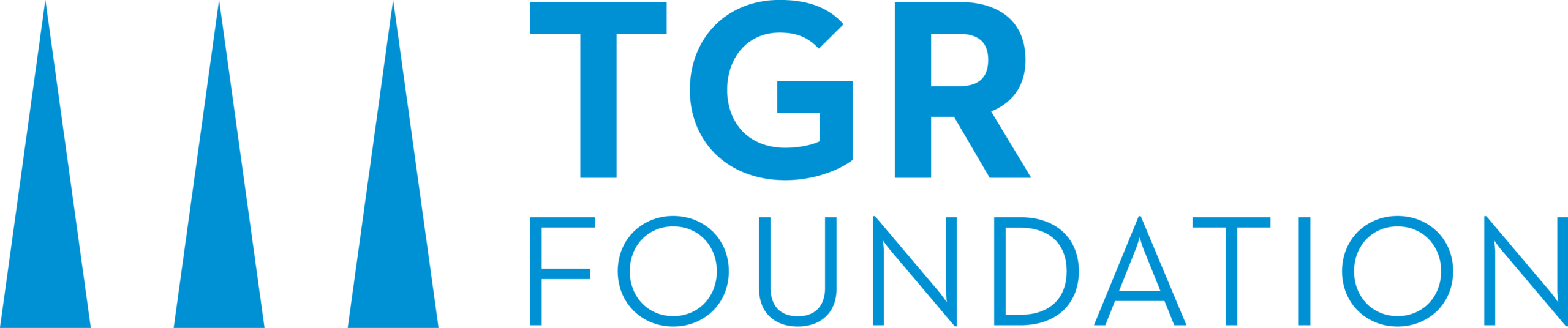 TGR Foundation logo featuring three blue triangles and the blue wordmark 'TGR Foundation'.